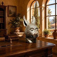 Tête de Lapin en Bronze Coulé Artisanale - Texture de Fourrure Texturée, Pièce Personnalisable de Qualité Muséale, Sculpture en Bronze