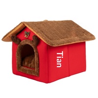 Lit pour animaux de compagnie en peluche style bois de cerf, design maison mignon, amovible et lavable, garde au chaud toute l'année – Offre Spéciale Noël