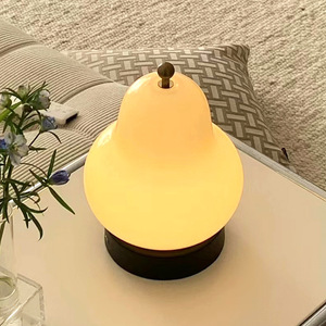 Cream-Colored <b>LED</b> <b>Table</b> Lamp Pear-Shaped Bedside Night <b>Light</b> Rechargeable Eye-Protection Ambient Lamp Instagram-Style <b>Table</b> Lamp - Product Image 6