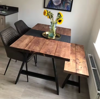 Prix d'usine, table de salle à manger en bois massif de pin, table de cuisine en bois massif, table de bureau en bois massif, peinture à base d'eau, bord vif, pour la maison