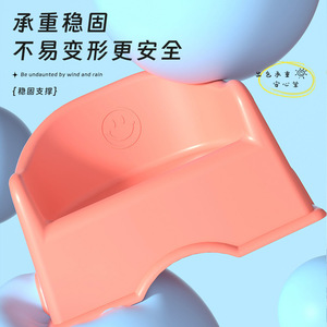 Tabouret enfant Smiley Face en plastique épaissi, empilable, antidérapant, chaise de maternelle bleue, jaune, verte, rose - Product Image 4