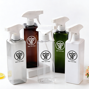 Bouteille pulvérisateur carrée en plastique de 500 ml, vide, rechargeable, en PET, avec pulvérisateur à gâchette, pour le nettoyage, le jardinage, l'emballage cosmétique - Product Image 5