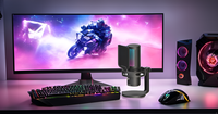 Microphone à condensateur USB filaire RGB pour jeux, léger et portable, pour ordinateur, podcast, streaming
