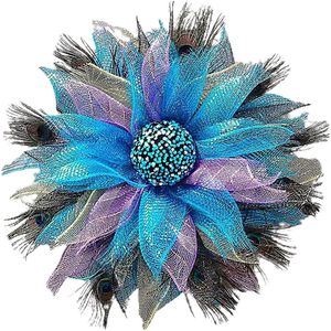 Artificial Blue <strong>Mesh</strong> <strong>Wreath</strong> for Door Hanging Wall Decoration Party Decor - Product Image 1