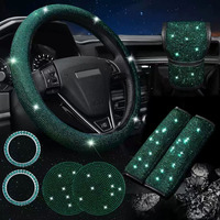 Ensemble d'accessoires de voiture populaires en cuir PU Xingyue, comprenant un couvre-volant à 3 branches scintillant, un couvre-levier de vitesse, un couvre-frein à main et un coussinet d'accoudoir.