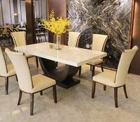 Table à manger moderne en marbre trempé, ensemble de 4 chaises rectangulaires pour salle à manger