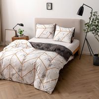 Ensemble de Literie 3 Pièces en Microfibre Polyester, Taille Grand Lit, Teint Uni Tissé, Housse de Couette et Couverture