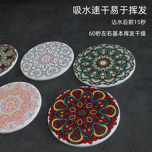 Sous-verre rond en terre de diatomée de la série Flower, absorbant et isolant thermiquement, pour tasses et bols, anti-brûlure - Product Image 4