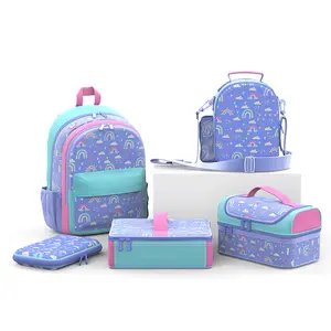 Custom Waterproof Students School Backpack Prints Pen Bag School Bag And Lunch Bag Set For Kids