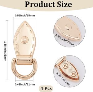 CALFOVERA PCS Handbag Side Clip Buckles Metal Leaf Shape D Rings For Purse Golden Bag Strap Mount <b>Hook</b> Alloy Detachable D Ring P - Product Image 2