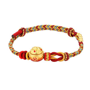 Lujosa pulsera de cuentas microduras de oro puro de 24 quilates Diseño exquisito Forma de cornucopia Encanto fino - Product Image 1