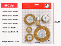 Ensemble de brosses à roue en fil d'acier nylon avec manche en fer galvanisé, outil électrique de nettoyage et de meulage DIY avec poils en fil d'acier