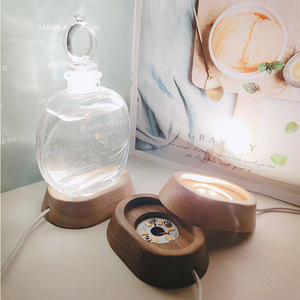 Base de lampe en bois de hêtre massif avec lumière chaude, support pour huiles essentielles d'aromathérapie, pratique pour la décoration intérieure DIY, certifié FSC - Product Image 2