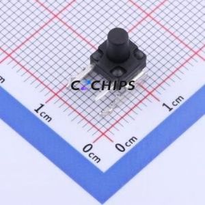 YTS1K0112JBT00 Tactile Switch Bent Lead Through Hole,6x6mm Switch Single Pole Single Throw Round Button 2.5N Right Angle Insert - Product Image 1