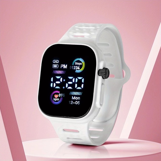 Teen Casual Sports Led Watch for Kids Fashion LED Square Sponge Plastic Digital Electronic Watch