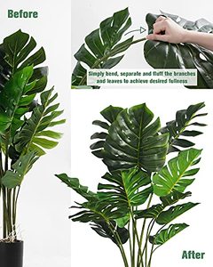 Plantas artificiales de 4 pies de alto para palmera de <span class=keywords><strong>queso</strong></span> suizo, plantas de suelo tropicales de imitación decorativas para interiores para el hogar, la Oficina, la boda y La Navidad - Product Image 4