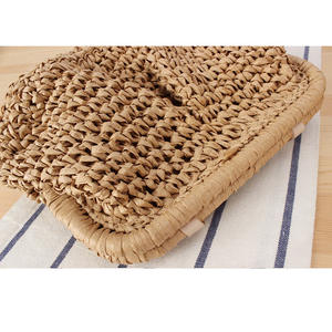 Women's Versatile Single Shoulder Crossbody <b>Chain</b> Woven Straw Polyester Lining Open Closure Beach Vacation <b>Handbag</b> - Product Image 2