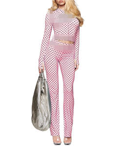 Ensemble 2 pièces sportif Hottie pour <span class=keywords><strong>femme</strong></span> : Crop top à capuche zippé imprimé lettres et pantalon évasé rayé, tenue moulante extensible sexy et stylée - Product Image 5