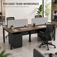 Bureau de travail moderne convertible et extensible pour deux personnes, en bois, avec chaise, combinaison modulaire pour employés
