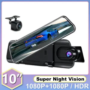 10 מצלמה מראה אינץ 'עבור מכונית מגע 1080p wifi gps מראה dvr wifi dash מצלמת וידאו מקליט תצוגה אחורית רכב מצלמה תיבת שחור