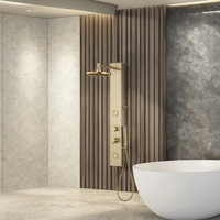 Style traditionnel intelligent salle de bain mitigeur robinet de douche finition or brossé acier inoxydable colonne pluie jet motif laiton