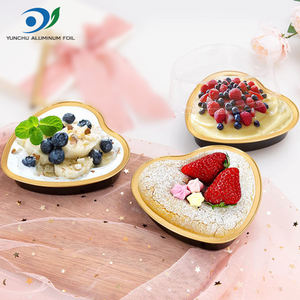 <span class=keywords><strong>6</strong></span>*5 pulgadas 255ml bandeja de pastel de papel de aluminio para hornear recipientes de papel de aluminio desechables en forma de corazón con tapas - Product Image 2