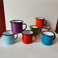 Mugs et tasses en émail vintage portables avec poignée pour le bureau à domicile, le camping, les pique-niques, les voyages, 12 oz, 8 oz, 11 oz, 16 oz, pour le café, le lait, la bière
