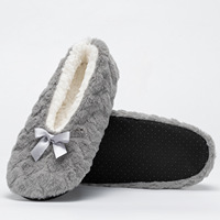 Chaussons d'intérieur doux et moelleux à bout fermé, doublés de polaire épaisse, avec joli nœud, antidérapants, à semelle souple, pour adultes, automne-hiver