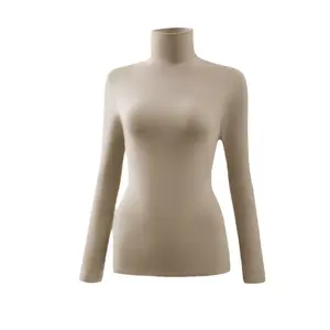 Otoño Invierno Cuello medio alto camisa De Fondo De terciopelo calefacción ropa interior térmica mujeres se pueden usar fuera de la ropa de abrigo