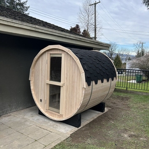 Pièce extérieure traditionnelle de sauna de baril de vapeur 3-4 personnes sauna extérieur solide de cèdre rouge en bois de cèdre d'épicéa - Product Image 4