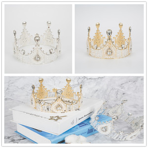 Vintage Elegant Crystal Crown Cake Topper Metal Reusable Birthday Party Decoration Arch Shape Cake Decorating Supply - Product Image 5