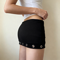 Mini-jupe Y2K taille normale tissée respirante avec œillets métalliques, coupe ajustée moulante, style sexy urbain, tenue décontractée