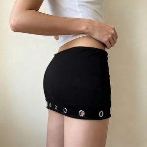 Mini-jupe Y2K taille normale tissée respirante avec œillets métalliques, coupe ajustée moulante, style sexy urbain, tenue décontractée - Product Image 5