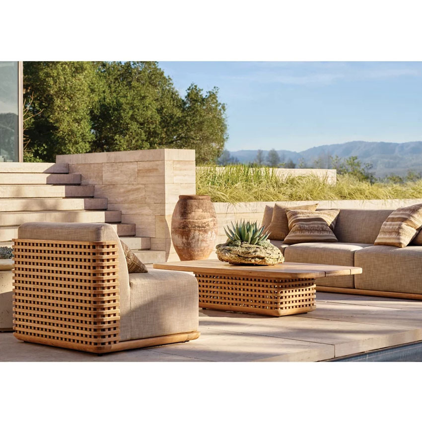 Outdoor Furniture Garden Sofas Sets High End Modern Sofa Set Teak  Patio  Wood outdoor furniture