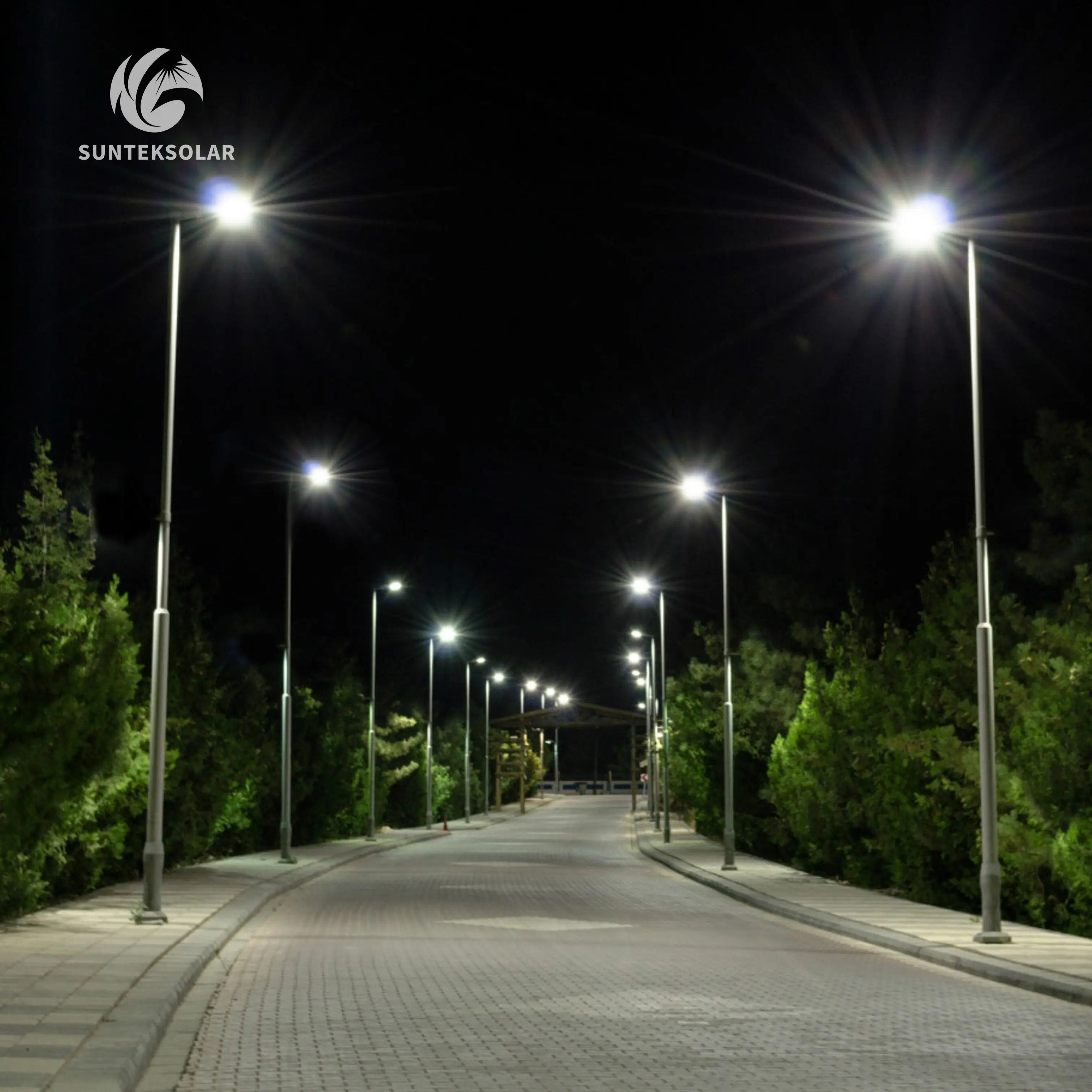 5 anni di garanzia lampione solare in una luce solare a LED con palo IP67 integrato tutti i 60w 80w 100w 120w