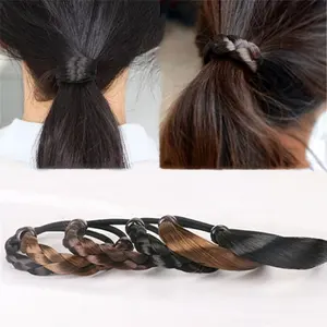 Parrucche stile caldo trecce fascia elastica per capelli in colore nero e marrone fasce per capelli elastiche bt21 per donna coda di cavallo