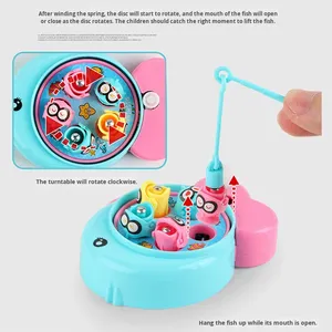 Portable <b>Plastic</b> Clockwork Fishing Toy Board Game with Fish <b>Rod</b> for Kids-Interactive Relaxing Game - Product Image 3