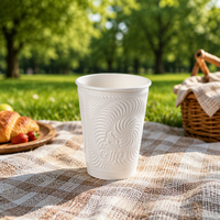 Gobelets à café en papier blanc gaufré de 12 oz, qualité alimentaire, jetables, pour boissons chaudes, pour café à emporter, hôtel et événements de mariage