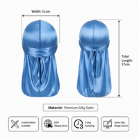 Nouveaux turbans durag en satin soyeux personnalisés, bonnets ondulés à longue queue, accessoires de coiffure professionnels unisexes style hip-hop