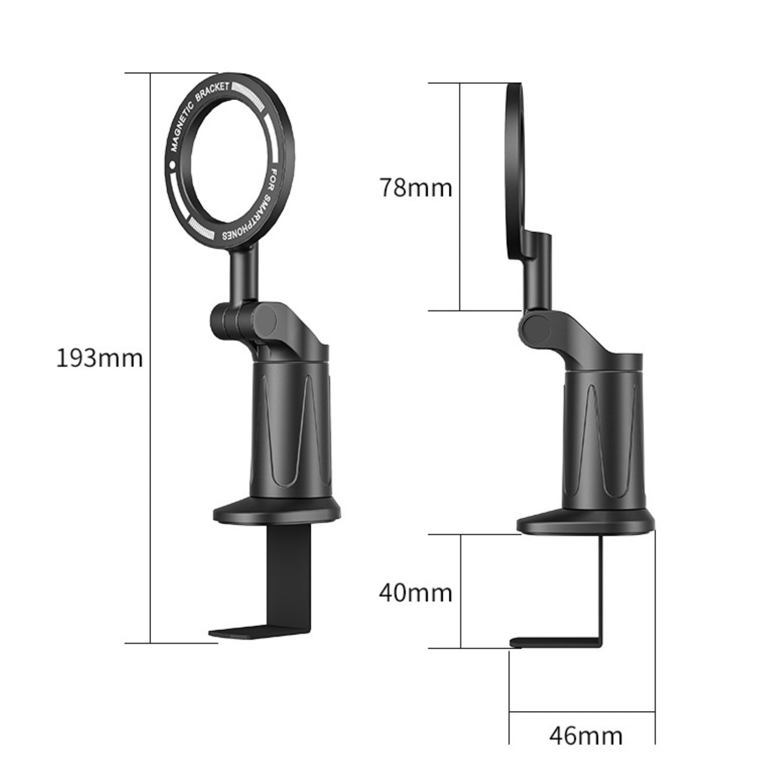 KK 360 Degree Rotating Magnetic Car Phone Holder - Universal Foldable Desktop Clip Bracket