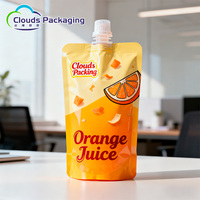 Pochette souple personnalisée avec logo imprimé, bec verseur en plastique, qualité alimentaire, pour jus de fruits, 50 ml, haute barrière, pochette verticale avec bec verseur pour boissons