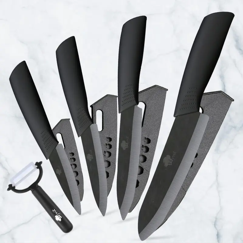 CRK028 Ceramic knife set 5 sets zirconia black blade non-slip handle fruit knives