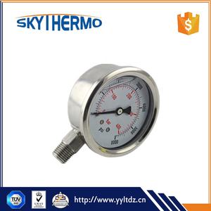 Manômetro de Pressão com Tubo Bourdon Preenchido com Líquido em Aço Inoxidável Padrão Conexão Inferior Manômetros de Vácuo - Product Image 3