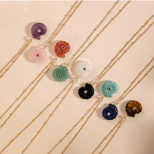 Collana con Ciondolo a Forma di Lumaca in Quarzo Rosa e Ametista Naturale, Elegante e Alla Moda per Feste e Uso Quotidiano - Product Image 1