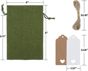 Sacs cadeaux en toile de jute au design personnalisé avec cordon de serrage étiquettes cadeaux en prime bougies sachets de savon alimentaire pour mariage - Product Image 2