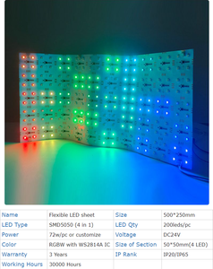 Panneau LED flexible découpable PERFECT Ultra Thin 500*250mm, numérique, adressable, RGBW, SMD5050, 200 LED/PC, rétroéclairage - Product Image 2