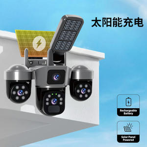 Caméra Wifi solaire V380-Pro 4G 1080p à triple objectif avec détection de mouvement, alarme, éclairage de sécurité extérieur et stockage cloud - Product Image 3