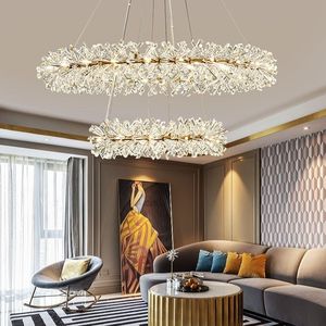 Luxury Custom Crystal Dining Table Chandelier Modern Led Ring Pendant <strong>Light</strong> <strong>Fixture</strong> for Dining Room - Product Image 4