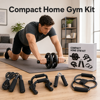 Kit de Gimnasio Compacto y Portátil para el Hogar con Rueda Abdominal, Cuerda para Saltar y Banda en Forma de Ocho, Set de Fitness para Interiores en Espacios Pequeños