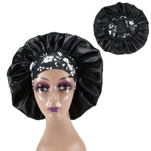 Gorros <span class=keywords><strong>de</strong></span> satén para dormir, gorro <span class=keywords><strong>de</strong></span> dormir, Pelo Rizado sedoso, gorro <span class=keywords><strong>de</strong></span> banda con estampado trenzado negro para mujer - Product Image 4